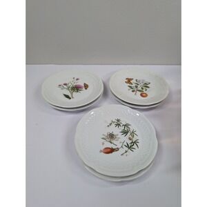6 Philippe Deshoulieres France Bread Plates Vesca Canape Wild Flower Butterflies